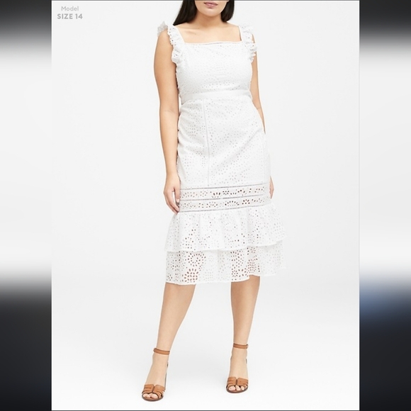 BANANA REPUBLIC | Eyelet Pinafore Dress - Picture 1 of 8